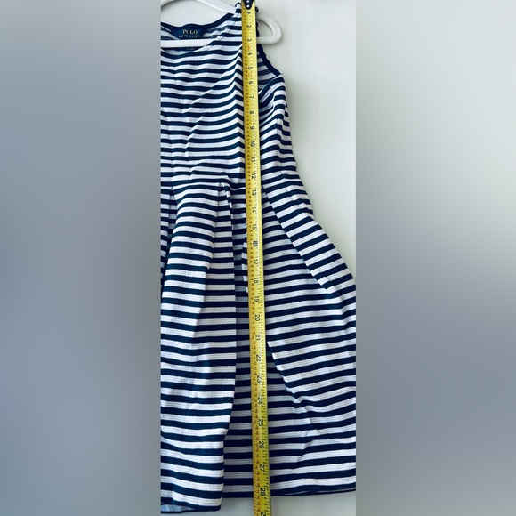 Polo Ralph Lauren girls navy Blue stripe pleated skater dress sleeveless L 12-14 - Picture 4 of 5